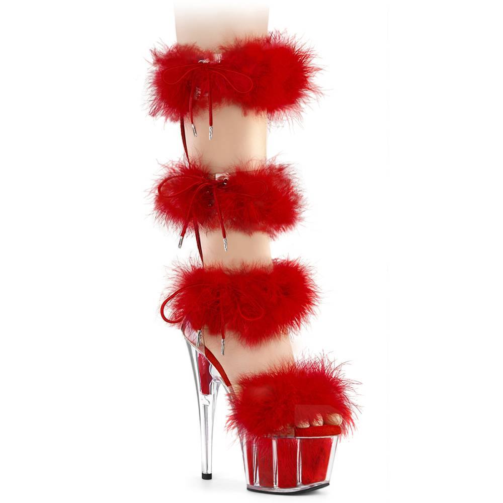 Pleaser - ADORE728F Ankle strap sandal, Pole dance shoes - Transparent/Red Product image